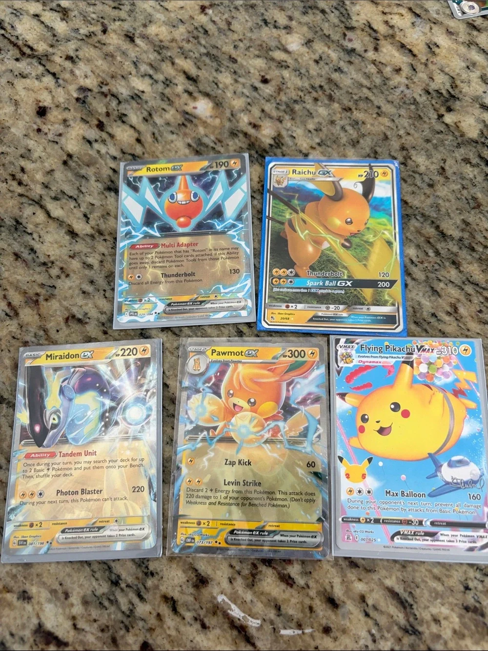 Trading Card Game - Pikachu & Raichu GX Holo Cards - Yellow